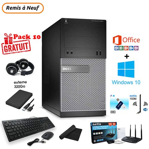 DELL Optiplex 3020 MT Intel Pentium - 8Go , 500Go (Remis à Neuf) + Pack 10 pièces gratuit
 Fiche Technique et Prix au Maroc