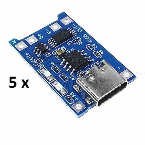 5PCS BMS CHARGEUR DE BATTERIES LITHIUM 18650 TP4056 TYPE-C
 Fiche Technique et Prix au Maroc