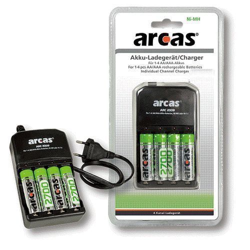 Arcas Chargeur de 4piles AA ou AAA – 4 LED + 4 piles AA 2700mAh, Piles Rechargeables 2700mah
 Fiche Technique et Prix au Maroc