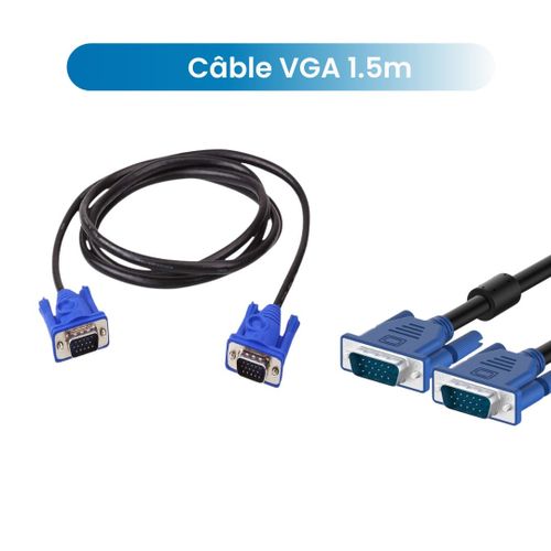Câble VGA 1.5m HD 1080P Haute qualité
 Fiche Technique et Prix au Maroc