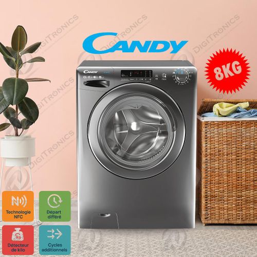 Candy Machine à laver hublot pose libre 8kg NFC, Départ différé, A+++, CS1082DGG
 Fiche Technique et Prix au Maroc