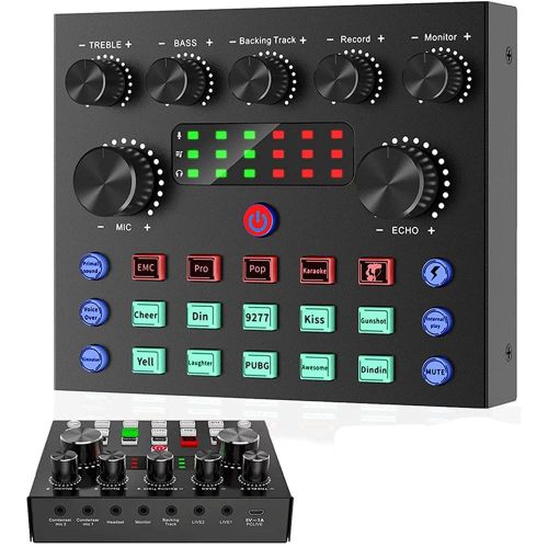 Carte son V8S avec 10 effets sonores, diffusion en direct pour PC, ordinateur, iPhone, diffusion, 3 entrées, entrée micro
 Fiche Technique et Prix au Maroc