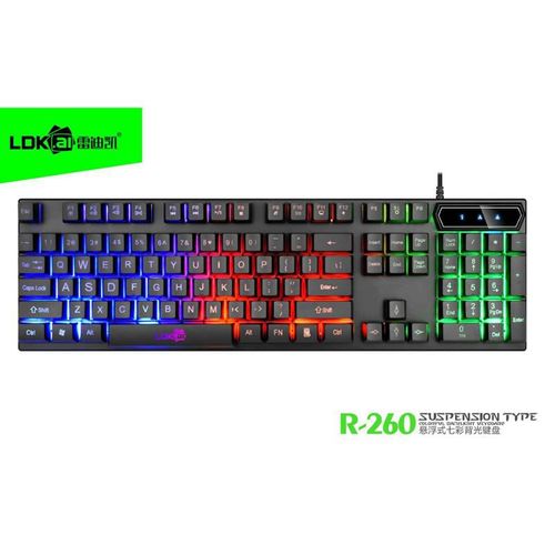 Clavier de Jeu QWERTY USB Rgb Led R260 pour PC Gamer, Bureau – Noir
 Fiche Technique et Prix au Maroc