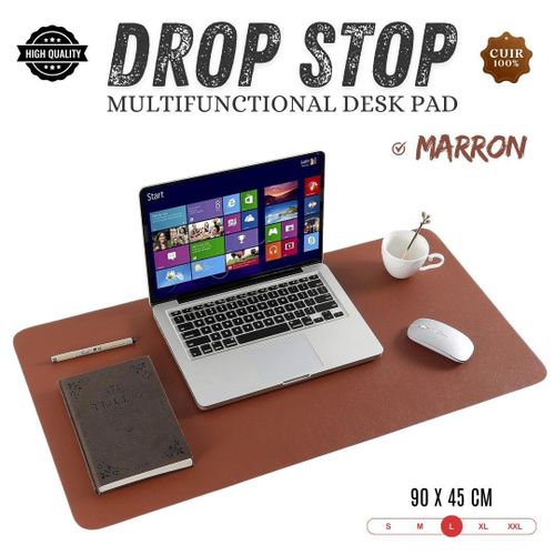 Drop Stop Tapis de Bureau, Sous Main Bureau en Cuir PU, Grand Tapis de Souris Bureau, Tampon de bureau puissant Cuir Étanche pour Bureau et Maison (Marron- 90 * 45cm)
 Fiche Technique et Prix au Maroc