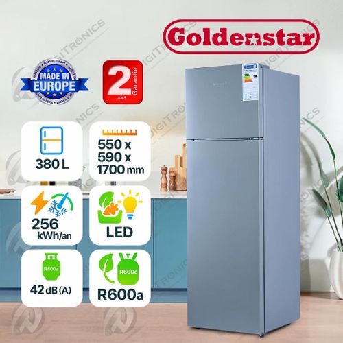Golden Star Réfrigérateur Semi No Frost 380L Refroidissement Rapide, 2 ans garantie, DP380-2638 Gris side
 Fiche Technique et Prix au Maroc