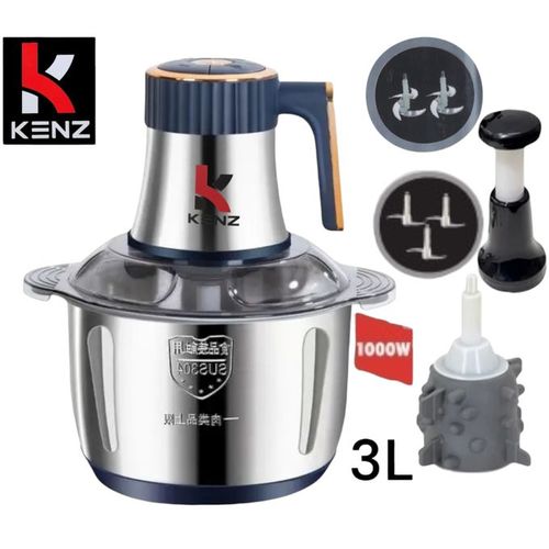 Kenz Hachoir électrique 3Litre/1000W  2 bols Inox et verre 5 vitesse  en acier Inoxydable Inox  blue
 Fiche Technique et Prix au Maroc