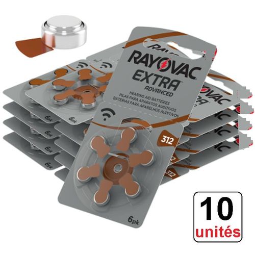 Rayovac 10 Boites x6 Piles Aide Auditive 1.45v Size 312 // Zing Air Batterie S312 PR41
 Fiche Technique et Prix au Maroc