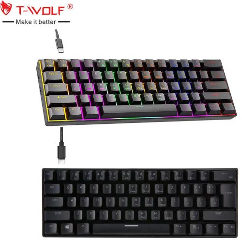 Twolf Clavier mecanique 60 Clavier mechanique Gamer USB Type C, 63 touches, RGB
 Fiche Technique et Prix au Maroc