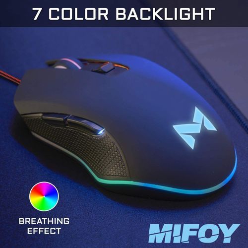 mifoy Souris Gaming USB GM100 6 Boutons RGB Capteur Optique 1200 à 3200 DPI LED – Noir
 Fiche Technique et Prix au Maroc