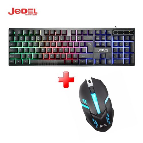 Jedel Pack Combo Gaming Clavier + Souris USB Filaire RGB Backlighting effect
 Fiche Technique et Prix au Maroc