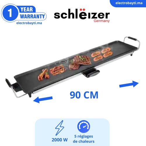 schlëizer Grille/planche de cuisson 90cm antiadhésif électrique 2000W
 Fiche Technique et Prix au Maroc