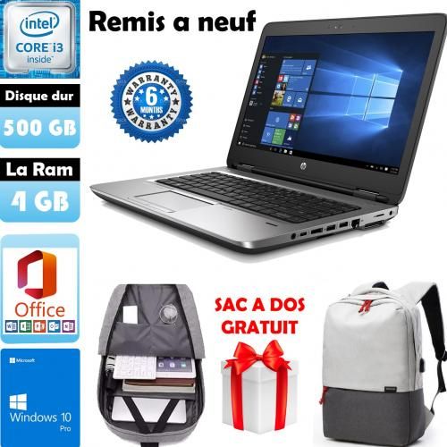 Hp PC PORTABLE ProBook Core i3 6eme Génération- 4GB RAM - 500GB HDD -Remis à Neuf
 Fiche Technique et Prix au Maroc