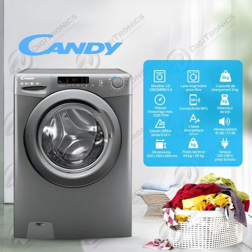 Candy Machine à laver à Hublot Smart 9Kg automatique Classe A+++, CS 1292DRRE/1-S
 Fiche Technique et Prix au Maroc