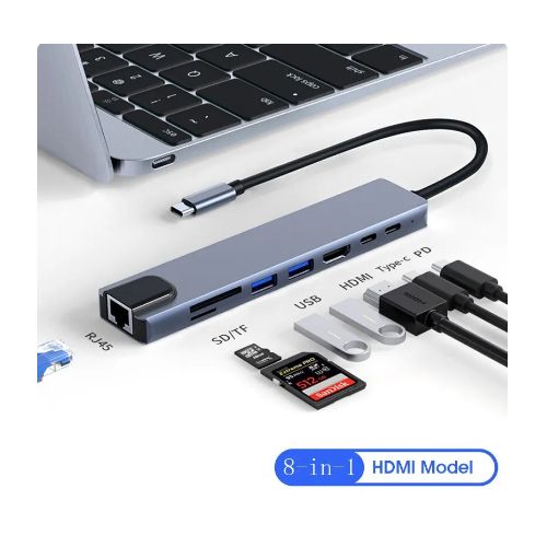Adaptateur Support USB C 8 en 1 Type C 3.1 à 4K, HDMI avec RJ45 Hub
 Fiche Technique et Prix au Maroc