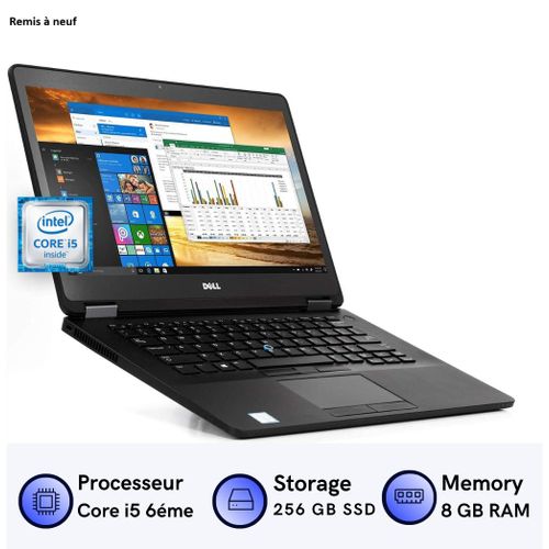 DELL Latitude E7470 - Core i5-6300U - 8Go RAM + 256Go SSD - 14" Full HD - AZERTY - Noir (Remis à Neuf)
 Fiche Technique et Prix au Maroc