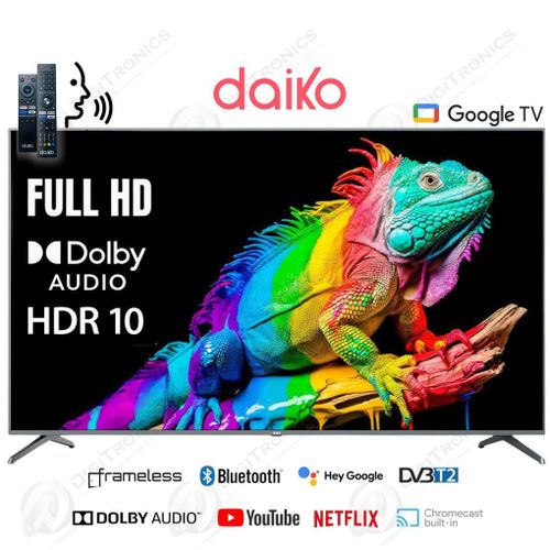 Daiko 43 Smart TV FHD sans bordure Google TV, Audio Dolby, Chromecast, Bluetooth, HDR
 Fiche Technique et Prix au Maroc