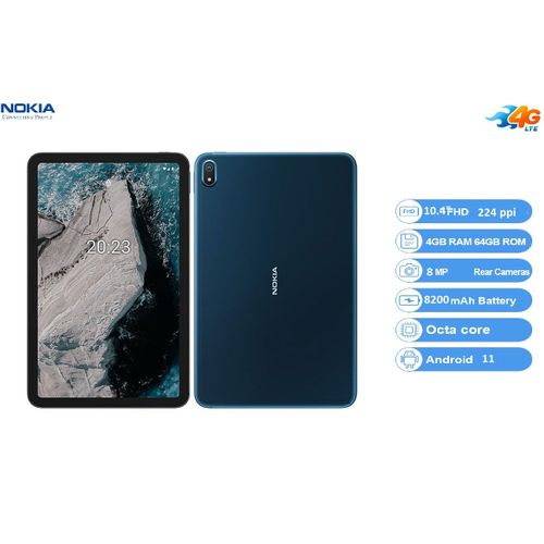 Nokia Tablette T20 10.4" IPS 4G 64GB Ram 4GB Android 11 8Mp 8200 mAh- Bleu Océan
 Fiche Technique et Prix au Maroc