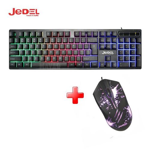 Jedel Pack Combo k-590 Clavier USB Gaming + Souris USB GM850 Gamer Led Lighting RGB
 Fiche Technique et Prix au Maroc