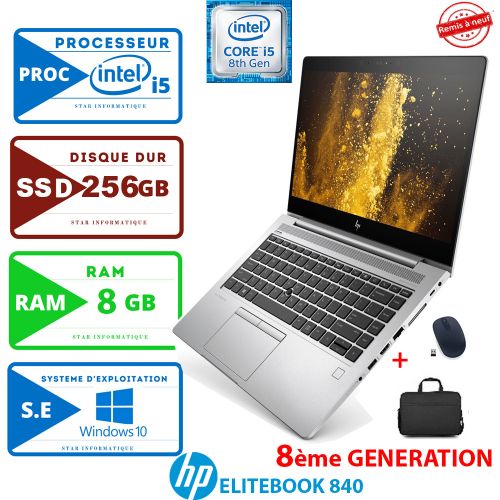 Hp 14'' - ELITEBOOK 840 - 8Go Ram  - 256 SSD - Windows - Silver
 Fiche Technique et Prix au Maroc