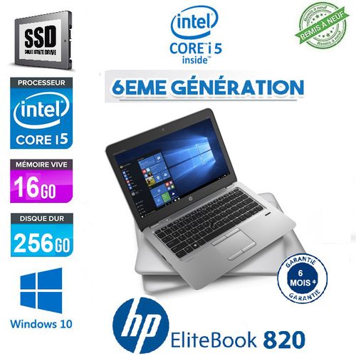 Hp Ordinateur Portable EliteBook 820 - 12.5" - 16GB + 256 - Intel Core i5 6ème Génération - Windows - Remis à neuf
 Fiche Technique et Prix au Maroc