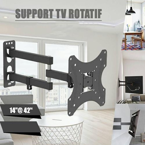 Support Robuste Pivotant Mural Bras Rotative LED, LCD Écrans Plasma Max  14 - 42
 Fiche Technique et Prix au Maroc