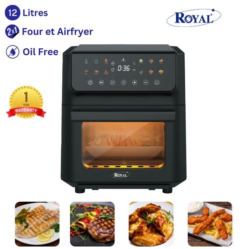 Royal AF7009-GS Friteuse sans huile XXXL - 12L - Air fryer tactile - 12 programmes – 1800W.
 Fiche Technique et Prix au Maroc