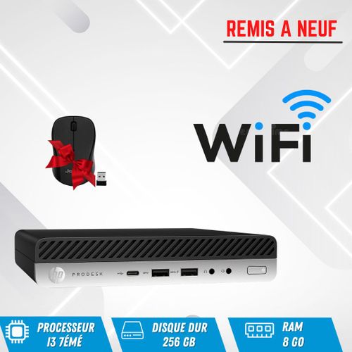 Hp Mini PC ProDesk 600 G3, Intel® Core™ i3-7500T, Ram 8 Go, Disque Dur 256 Go de SSD Remis à Neuf
 Fiche Technique et Prix au Maroc