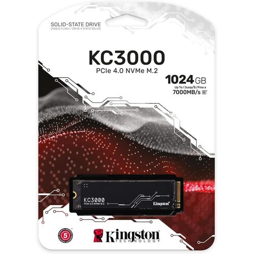 Kingston Disque Dur interne SSD  KC3000 M.2 2280 PCIe Gen4 x4 NVMe 3D TLC 1024 Go (SKC3000S/1024G)
 Fiche Technique et Prix au Maroc