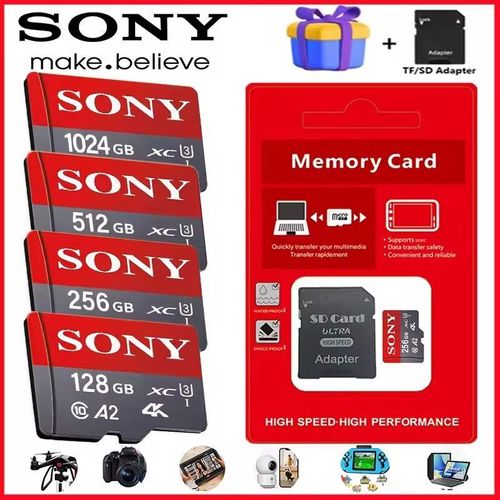 Carte mémoire Micro SD SonyA2 4K A2 haute vitesse Class Xc 10 de 64 Gb-128 Gb-256 Gb-512 Gb-1024 Gb
 Fiche Technique et Prix au Maroc