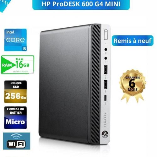 Hp ProDesk 600 G4 Mini Core i5-8500T I 16 Go DDR4 I 256 Go SSD I Wifi I Win 10 Pro Remis à Neuf
 Fiche Technique et Prix au Maroc