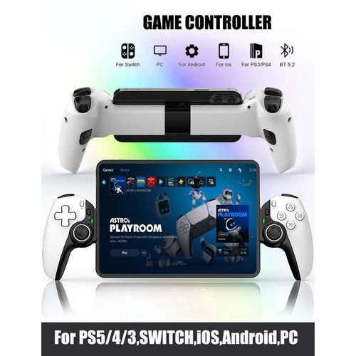 Manette sans fil pour Nintendo Switch/PS3/PS4/smartphone avec support de téléphone avec lumière RVB
 Fiche Technique et Prix au Maroc