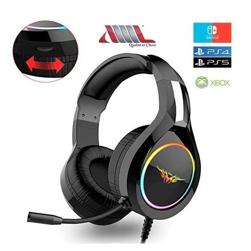 Dml Casque Gamer Gaming, Jack + USB, RGB Lumiere LED - Pour PC, PS3, PS4, XBOX - Haute Qualité
 Fiche Technique et Prix au Maroc