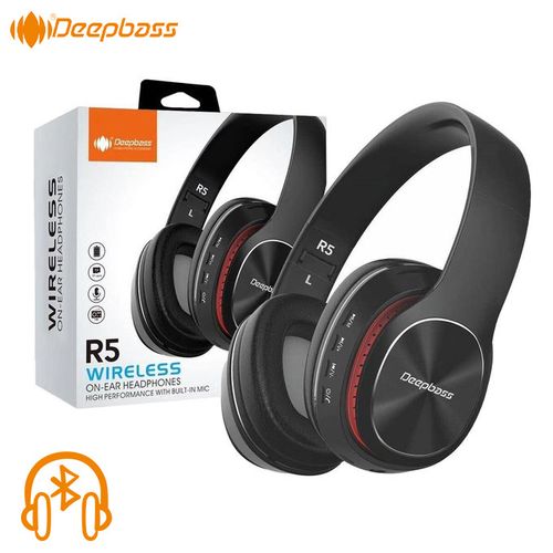 Deep Bass R5 Casque pliables Sans Fil Bluetooth Hifi, Stéréo, Mains Libres et Aux, suppression du bruit
 Fiche Technique et Prix au Maroc
