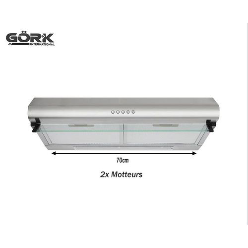 Gork Hotte Encastrable - 70cm - 2 moteur -2 filtres - Gris
 Fiche Technique et Prix au Maroc