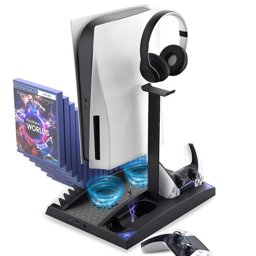 Ipega support vertical console PS5 avec ventilateur de refroidissement et chargeur de contrôleur
 Fiche Technique et Prix au Maroc