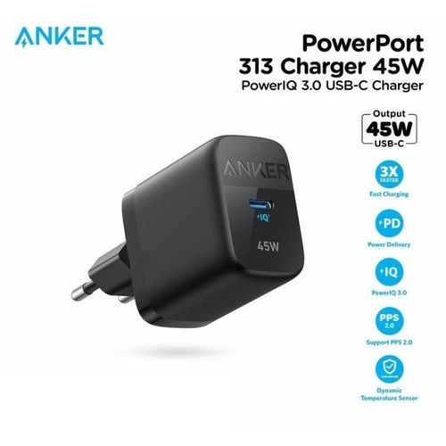 Anker 313 chargeur ACE 45W USB Type-C, Compact GAN, Pour Iphone, Samsung ..
 Fiche Technique et Prix au Maroc