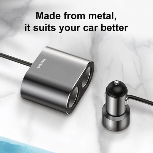 Baseus Chargeur voiture répartiteur 2x prise allume-cigare 80W 2x USB-A 3.1A
 Fiche Technique et Prix au Maroc