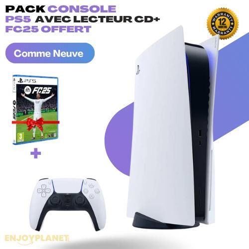Playstation Pack Console PS5 Standard (avec lecteur) + 1 Manette + CD FC 25 Offert - Remise à neuf
 Fiche Technique et Prix au Maroc