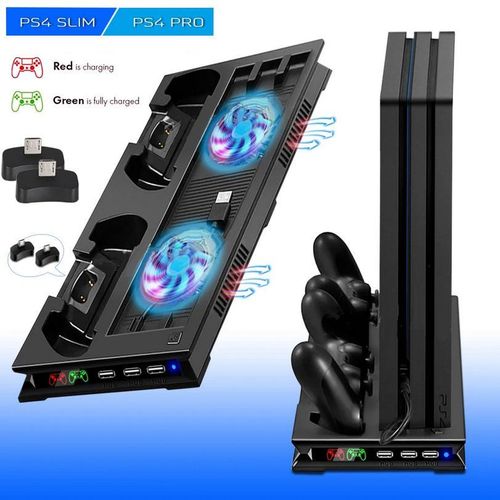 Support PS4 Chargeur Manette PS4 Pro PS4 Slim PlayStation 4 + 2 Ventilateur PS4 Refroidissement + Hub 3 USB
 Fiche Technique et Prix au Maroc