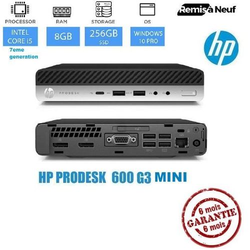 Hp Mini PC Prodesk 600 G3 MINI i5-7500T - 8Go RAM - 256Go SSD (Remis à neuf)
 Fiche Technique et Prix au Maroc