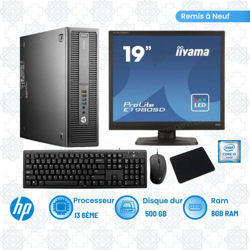 Hp Prodesk 600 G2 i3 6éme ram 8 Go - disque dur 500 Go avec ecran iyama -Remis a neuf
 Fiche Technique et Prix au Maroc