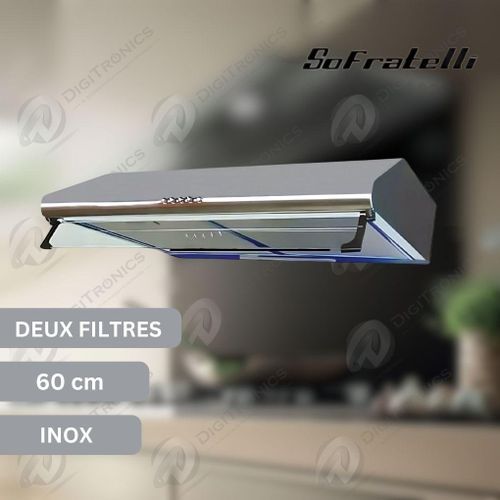 SOFRATELLI Hotte casquette 60cm en inox, un moteur, deux filtres
 Fiche Technique et Prix au Maroc
