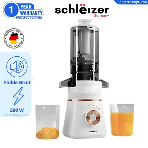 schlëizer Centrifugeuse - Extracteur de jus - Légumes et Fruits - 500Watts
 Fiche Technique et Prix au Maroc