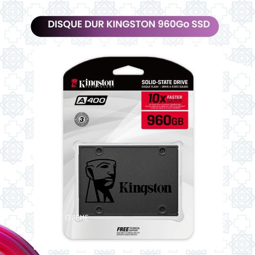 Kingston SSD A400 SA400S37/960G - SSD Interne 2.5" SATA 960GB
 Fiche Technique et Prix au Maroc