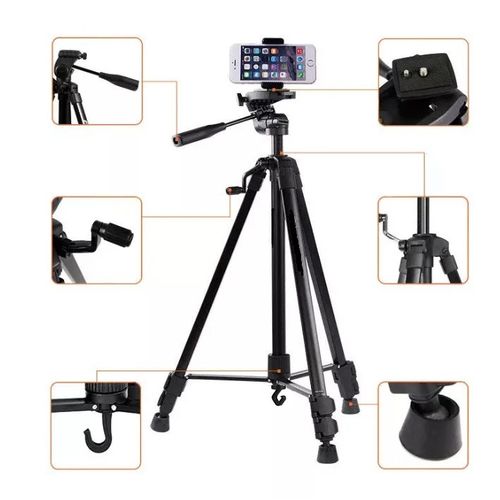 Trepied Tripod Tripied Pro 140cm  En Aluminium, 3 kg Max de Charge- Pour Selfie Video Telephone Camera Appareil photo
 Fiche Technique et Prix au Maroc