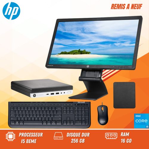 Hp  EliteDesk 800 G5 Mini processeur i5 ram 16 disque dur 256 go avec ecran EliteDisplay E231 remis a neuf
 Fiche Technique et Prix au Maroc