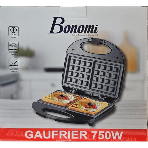 Bonomi Appareil a gaufres électrique -2 Gaufres maison en quelques minutes 750w
 Fiche Technique et Prix au Maroc
