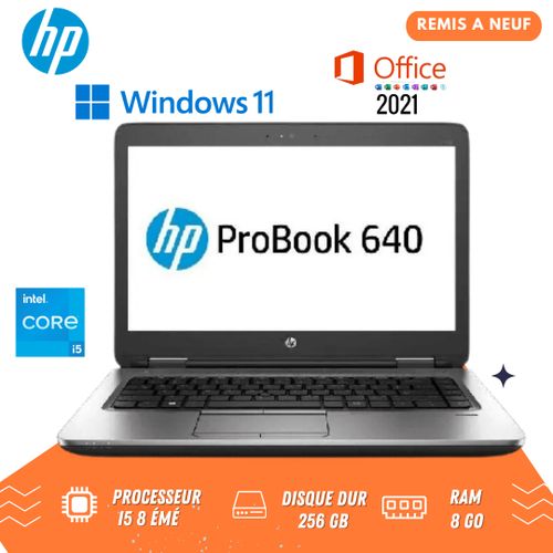 Hp ProBook 640 – 14” – Core i5 – 8GB RAM – 256GB SSD – QWERTY (Remis à neuf)
 Fiche Technique et Prix au Maroc