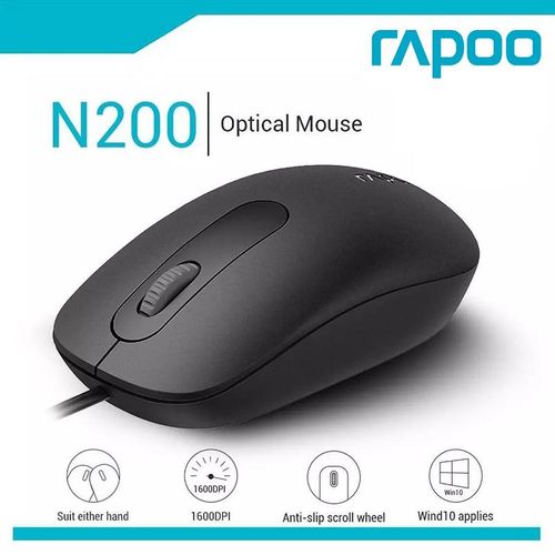 Rapoo Souris optique filaire USB à 3 boutons n200 Antidérapante compatible avec PC, Mac, ordinateur bureau et portable
 Fiche Technique et Prix au Maroc