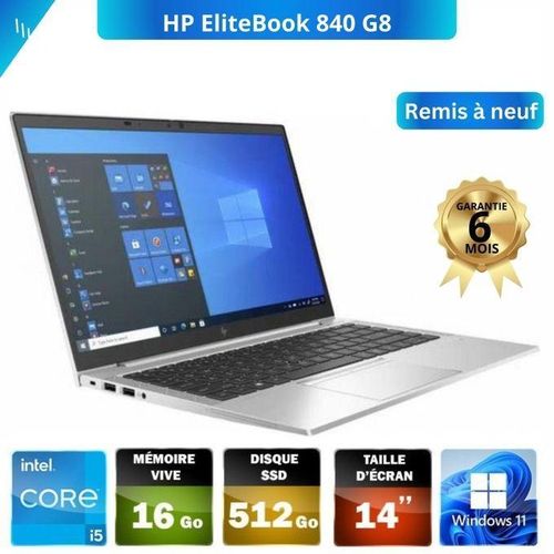 Hp Pc Portable EliteBook 840 G8 I5-1145g7 11éme Génération RAM 16Go DDR4 512Gb SSD QWERTY - REMIS A NEUF
 Fiche Technique et Prix au Maroc
